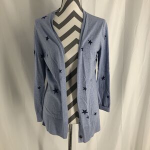 Womens Gap Blue Stars Print Cardigan Sweater Size Large - L Long Sleeve